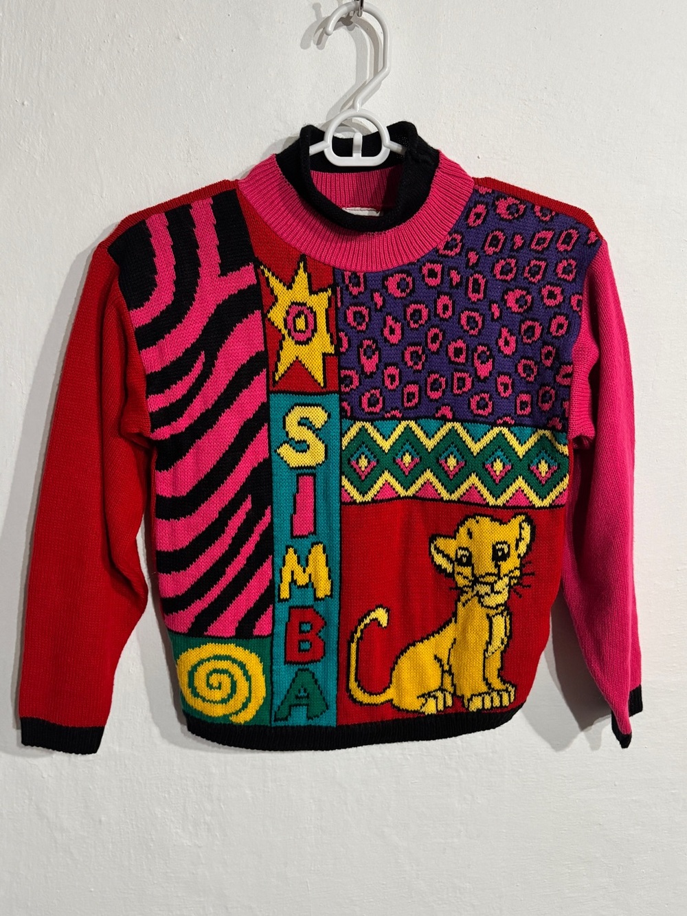 Vintage 90s Disney Lion King Simba Colorful Knit Sweater kids